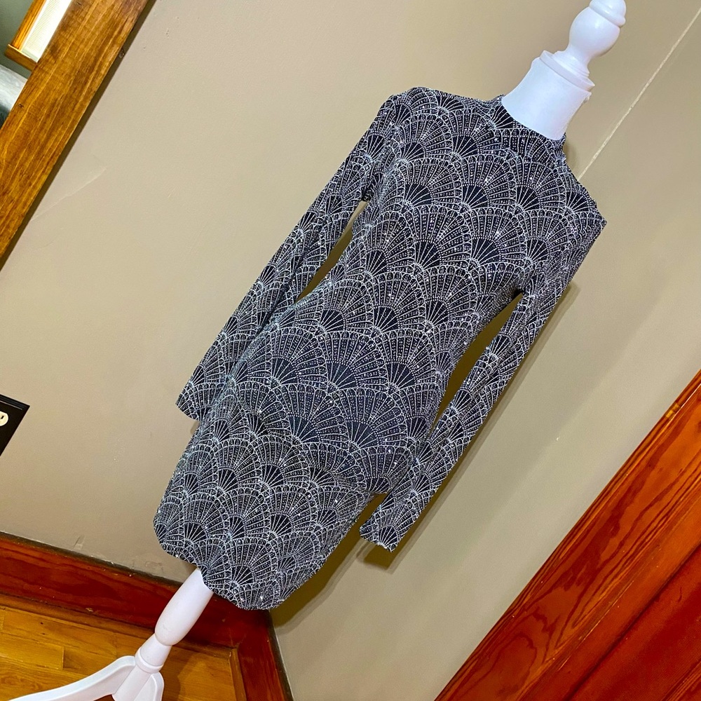 Black Glittery Long Sleeve Dress - Sz 8